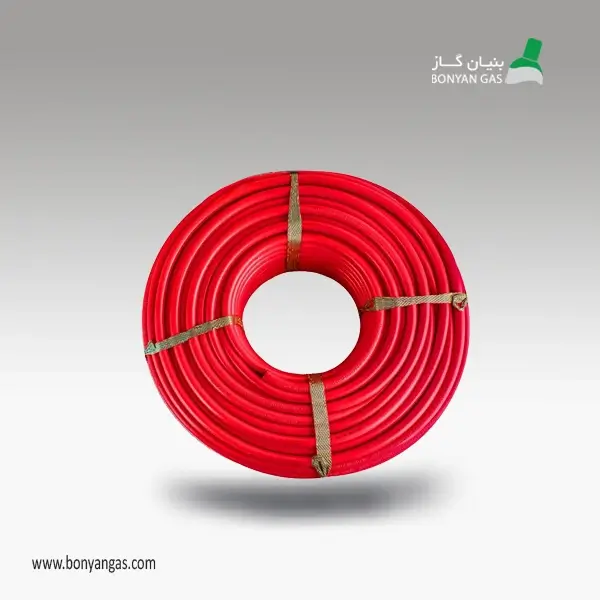 شلنگ کرهای تک قلو قرمز، با کیفیت و مناسب برای جوشکاری و برشکاری.